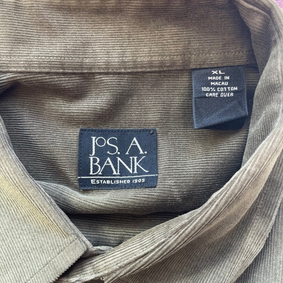 Jos A Bank Mens Corduroy Button Down Shirt Long Sleeve Pocket Olive Green XL - Picture 3 of 5